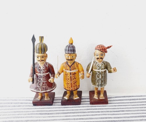 Vintage indian carved wooden - indian,