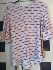 Next Scion Pink Fox Print Short Sleeve Blouse Size 12.  Good Condition