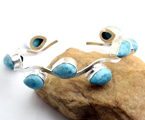 Blue larimar gemstone - larimar, 925