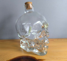 Empty Glass Skull Bottle with Cork 14cm Tall Gothic Decorative Bottle