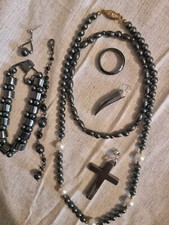 Joblot Hematite Jewellery Ring, Necklace & Cross ✝ Please Read Description ? #6