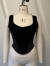 Vivienne Westwood Style Black Velvet Corset Zip Fastener Size 10 Without Tag