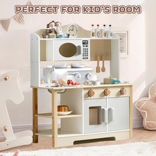 Wooden Play Kitchen Toy Set for Kids Toddler Pretend Kitchen Gift for Girls Boys