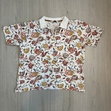 Isle Essentials white/brown floral top, size M (14-16)