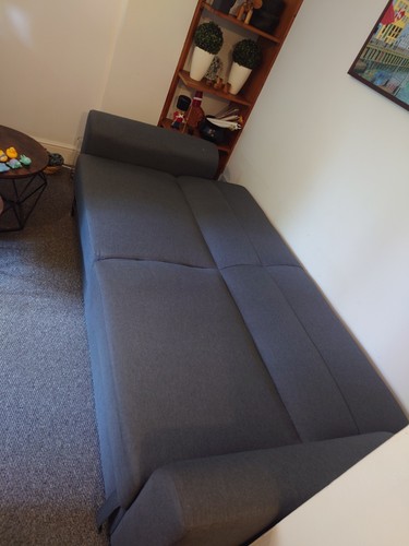 Grey fabric convertible sofa - fabric,