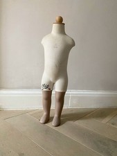 Vintage Cléo Child Mannequin – Ribbed Fabric Body, Fibreglass Legs, Wooden Top 