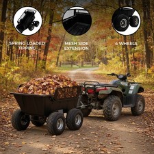 Tipper Trailer ATV Quad Lawnmower Heavy Duty Off Road 680kg 1500lbs Farm Garden