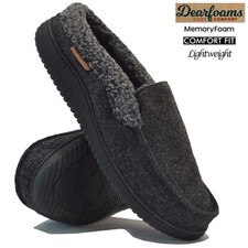 MENS MEMORY FOAM SLIP ON SLIPPERS INDOOR FUR WARM COZY WINTER MOCCASIN MULE SIZE