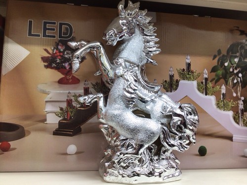 Horse statue silver gold - horse,
