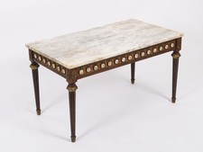 Vintage Ormolu Mounted Coffee Table Marble Top Mid-Century