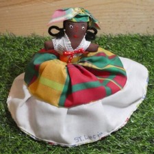 COLOURFUL TRADITIONAL DRESS BLACK-AFRICAN RAG DOLL ST LUCIA SOUVENIR DOUBLE END