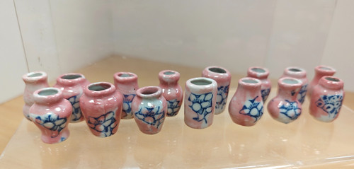 Pink and blue floral miniature