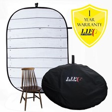 LENCARTA 150x200cm Photo Studio Folding Background with White / Grey Wood Print