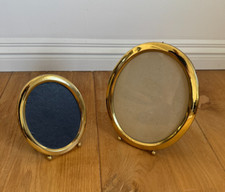 Vintage Oval Brass Photo Frames Pair Large 28cm x 22cm & 21cm x 15cm
