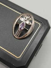 sterling silver amethyst brooch fine jewellery Rennie Mackintosh rose