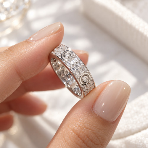 Multi row round - iced-out, s925