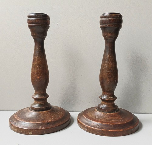 Pair vintage hand turned - pair,