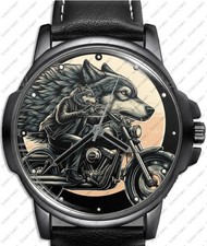 WOLF BIKER RIDER Art Rare