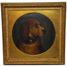 Historic Victorian Oil Painting Landseer's Mastiff Bloodhound Prized Dog Odin