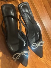 Black Kitten Heel Sling Back