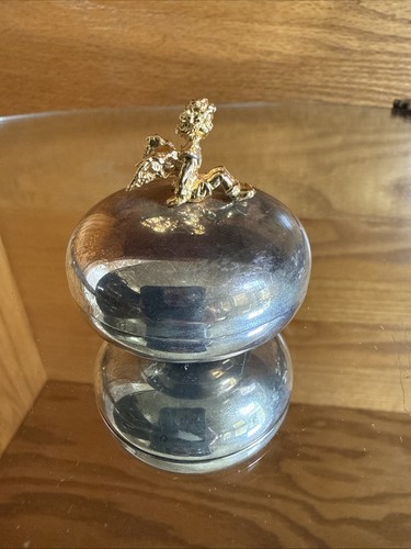 Vtg silver plated domed gold - vtg,