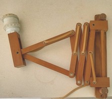  Vintage Telescopic wooden wall Scissor lights by Danish Translandia, 1960s