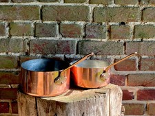 VINTAGE FRENCH MATFER COPPER PANS x2 ( le cuisinier  ) SIZE 16 & 18