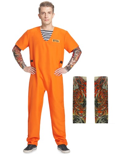 3pc mens orange prisoner - 3pc,