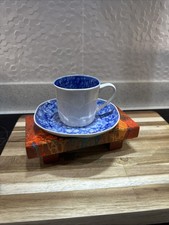 Studio Pottery Mug Saucer Blue