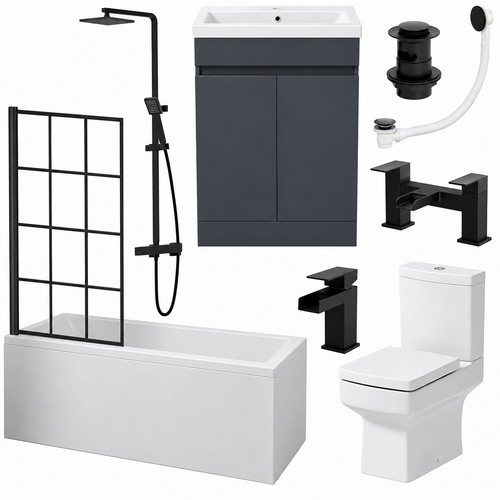 Complete square bathroom suite - bathroom,