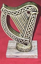  KNOCK POTTERY Ireland IRISH HARP Ceramic Glazed Green 6 Inches Tall Vintage