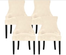 Stretch Velvet Dining Chair Slipcovers | Wingback Seat Cover Set