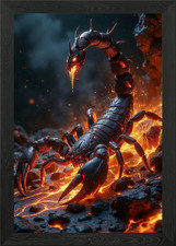 Fiery Scorpion Creature Framed