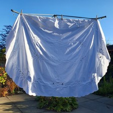 Vintage tablecloth, large oval cotton, DAFFODIL, laundered