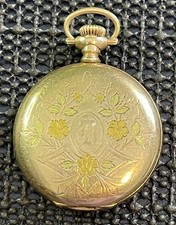 Am Waltham Pocket Watch Gr Seaside 2-Tone 25 Yr. GF Full Hunter Case 0s 7j