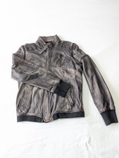 Diesel Leather Biker Jacket / Vest With Removable Sleeves Medium M Brown/Grey