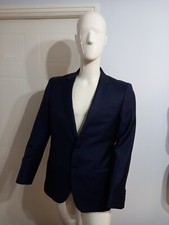 Reiss Mens Blue 100% Wool Smart Blazer Jacket Size 40 Inch Used