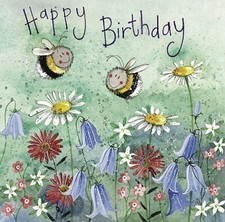 ALEX CLARK ~ BUMBLEBEES ~ BEE MEADOW CARD ~ HAPPY BIRTHDAY ~ BLANK INSIDE