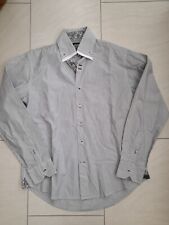 LAMBRETTA CARNABY CLOTHING MEN'S STRIPED LONG SLEEVED COTTON SHIRT SZ L GREY