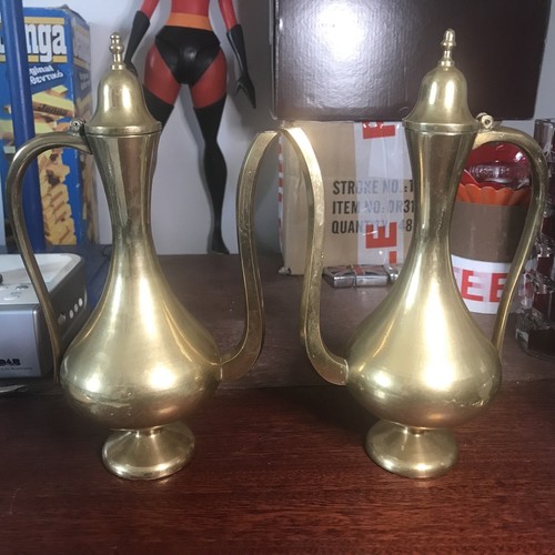 Pair vintage brass pitcher - pair,