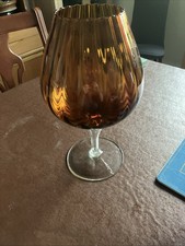 Large Brandy glass 34 cm high Amber 1970s longer blown stem vgc