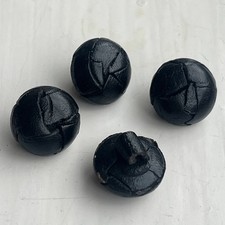 4 x 15mm Black Leather Football Shank Buttons Vintage Style