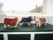 Vintage and older 3 Butchers window bulls 1 melba ware 2 staffordshire reds VGC