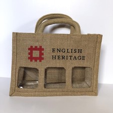 English Heritage Jute 3 Section Jam / Chutney   Gift Bag  Eco Friendly  10x7x3”