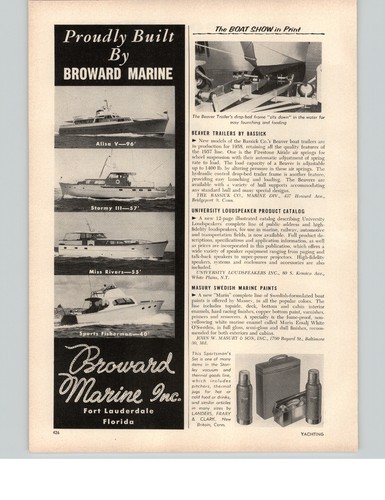 1958 paper broward marine - paper, ad