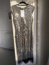 Ro Rox 1920's Flapper Dress Sequin Fringe Cocktail Party Great Gatsby Costume