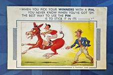 Bamforth Comic Postcard 1952 Horse Racing Betting PICK WINNERS WITH A PIN No 801