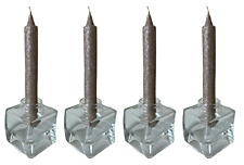 Clear Glass Candle Holders x4 | Lanterns | Decorative Square Vases Containers