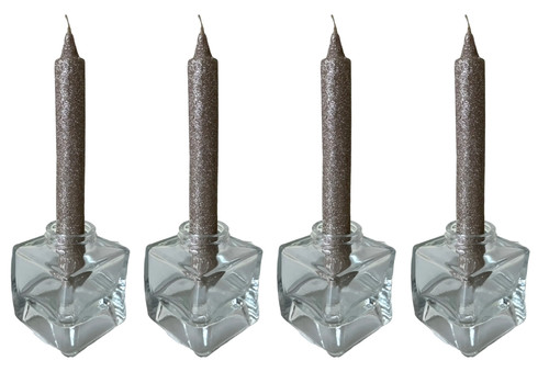 Clear glass candle holders - glass,