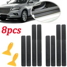 8 Car Scuff Plate Black Carbon Fiber Door Sill Cover Panel Step Protector Guard